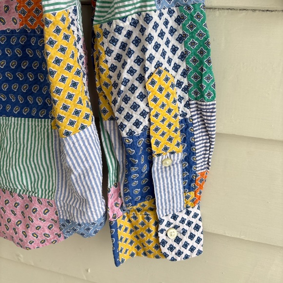 Polo Ralph Lauren Men's Patchwork Seersucker Long Sleeve Button Shirt Size S - Picture 10 of 11